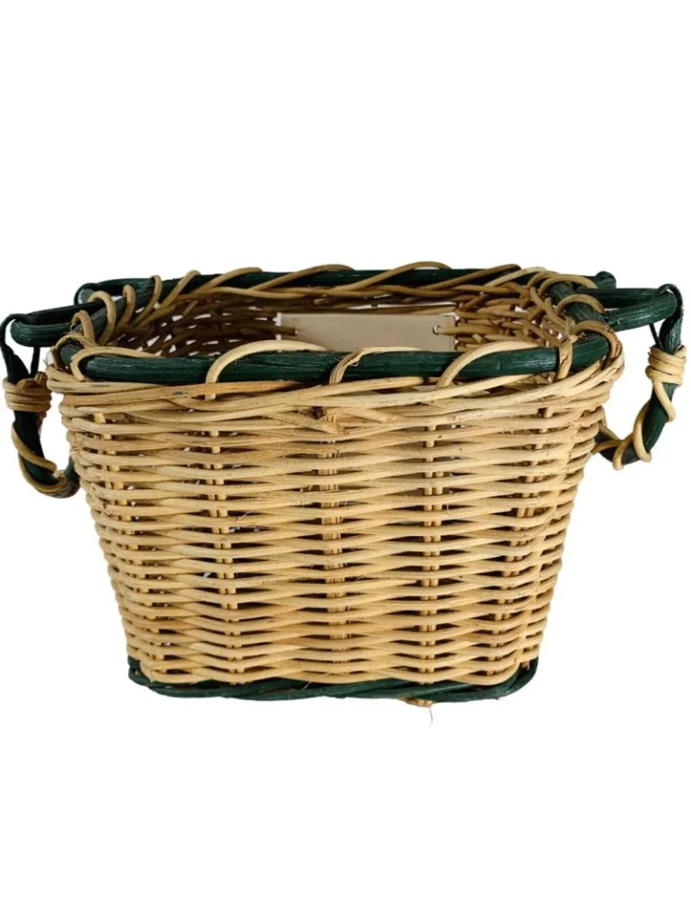 Vintage Autumn Greetings Wicker Basket Hand Painted Tile Cozy Harvest Decor
